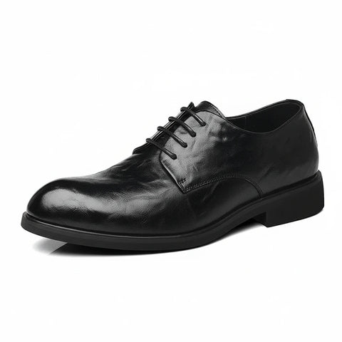 Beaumont men's black dress shoes with a hidden internal lift for a discreet height boost.