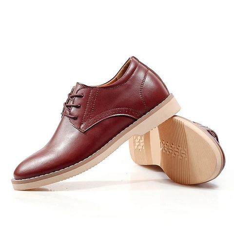 Charleston men's dress shoes in rich brown with a sleek design, featuring a discreet height boost and hidden lift for everyday comfort.
