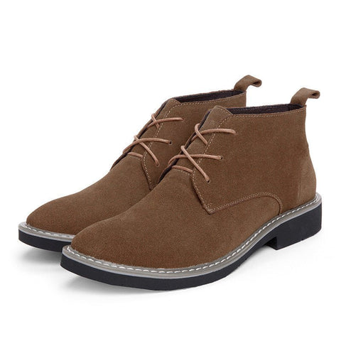 Ridgeway men's casual boots in a brown suede-style finish, featuring a hidden internal lift for a discreet height boost.