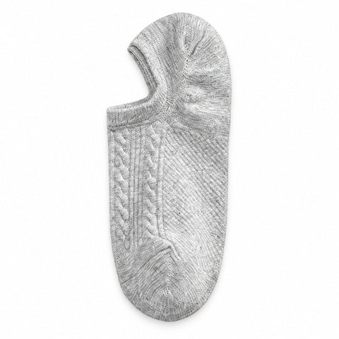 The Comfort Sock in gray with a low cut no show design, textured knit pattern, rounded toe, and ribbed opening shown against a white background