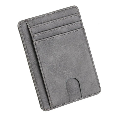 The Modern Cardholder in gray with multiple card slots and a minimalist design.