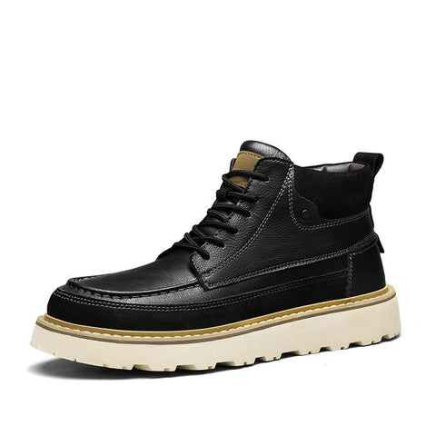 Timberline black men's boots with a hidden lift for a discreet height boost.