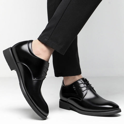 Men's height-increasing dress shoes from Modern Elevation, shown with the clean profile that keeps the internal lift discreet.