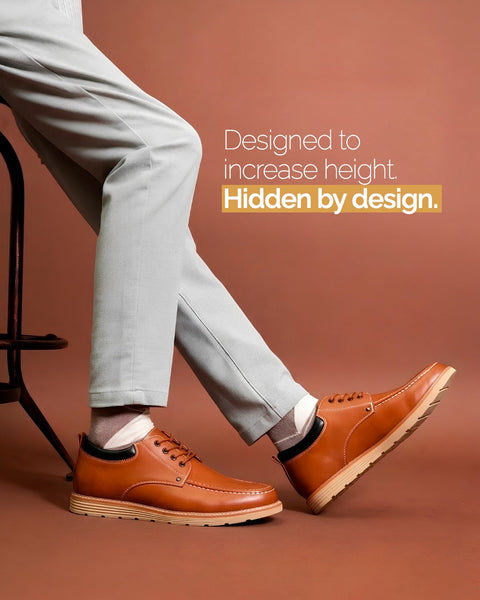 Men's dress shoes from Modern Elevation styled with tailored business attire for a job interview.