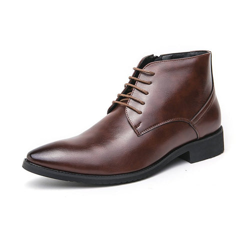 Brown Ashford men's lace-up ankle boots, representing the New Arrivals collection from Modern Elevation.