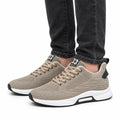 Ascend33 beige men's sneakers with breathable knit uppers cushioned soles and a discreet height boost for comfortable everyday wear