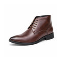Ashford brown leather lace up dress elevator boot with a sleek design and a discreet height boost