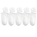 Set of five white socks on a white background