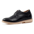 Charleston men's black dress shoe with a beige sole, featuring a hidden internal lift for a discreet height boost.