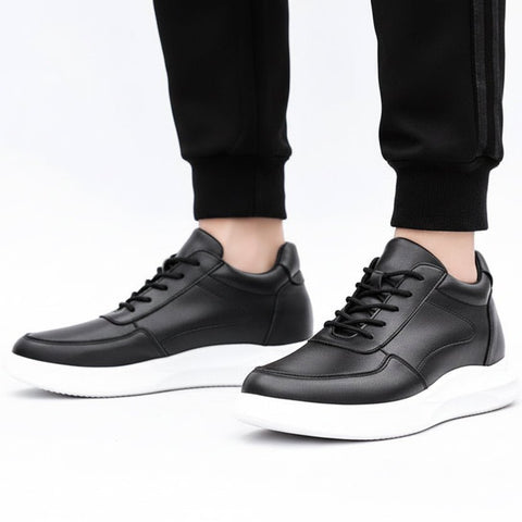 Cityline black men's casual sneakers with a sleek design and a hidden internal lift for a discreet height boost.