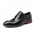 Conrad black leather lace up dress shoe with polished finish and discreet height boost for a refined look as an elevator shoe for men
