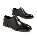 Conrad black leather mens dress shoes with a polished finish and discreet height boost for a refined formal look