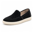 Ellison black slip on casual shoe with suede finish and discreet height boost for comfortable everyday style
