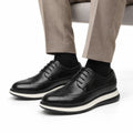 Hartford black leather men's dress shoes with lace up styling and a discreet height boost designed for polished comfort and a taller appearance
