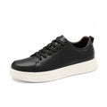 Hawthorn black casual sneaker with lace up styling and a clean white sole offering a discreet height boost for comfortable everyday wear