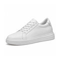 Heritage white casual sneaker with clean lace up styling cushioned sole and discreet height boost for comfortable everyday wear