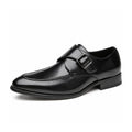 Lennox black monk strap men's dress shoe with a polished finish and discreet height boost for a refined professional look