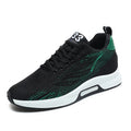 Black and green Peak33 sneaker with a modern sporty design, featuring a hidden internal lift for a discreet height boost.