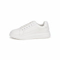 White Radcliffe sneaker with a lace-up design, featuring a discreet height boost in a clean, low-profile silhouette.
