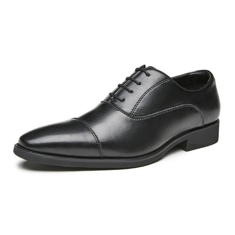 Regal black leather men's dress shoe with a hidden internal lift for a discreet height boost.