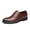 Regent men's dress shoe in polished brown with a sleek lace-up design, featuring a hidden internal lift for a discreet height boost.