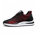 Retro33 black and red mens sneaker with textured knit upper cushioned sole and discreet height boost for comfortable everyday wear