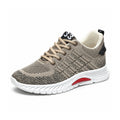 Rise33 beige performance sneaker with breathable knit upper, beige laces, cushioned white sole and a discreet height boost