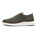 Strider olive casual sneaker with breathable knit upper, white sole and a discreet height boost