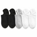 The Comfort Sock no show ankle socks in black gray and white arranged on a white background for a comfortable low profile fit
