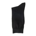 A single black dress sock folded neatly on a white background.