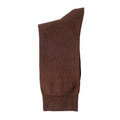 A brown dress sock folded on a white background.