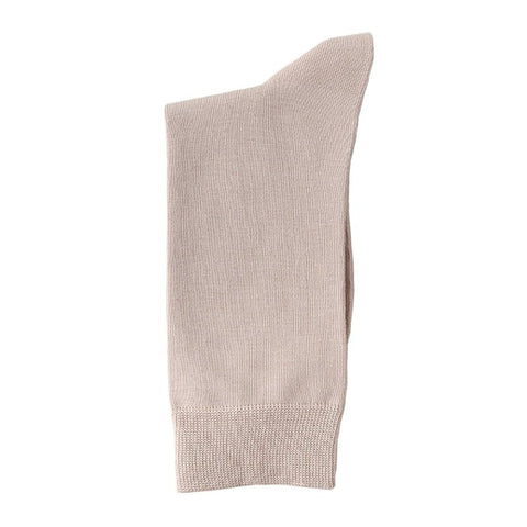 A single beige dress sock displayed flat on a white background.
