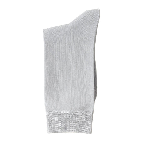 A single light gray dress sock shown folded on a white background.