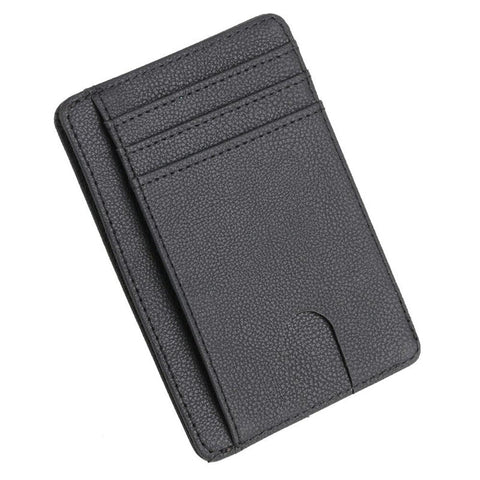 The Modern Cardholder in sleek black with a textured finish, featuring multiple card slots and a slim, minimalist design for everyday convenience and elegance.