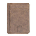 The Modern Cardholder in distressed brown with multiple card slots and a slim profile.