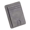 The Modern Cardholder in gray with multiple card slots and a minimalist design.