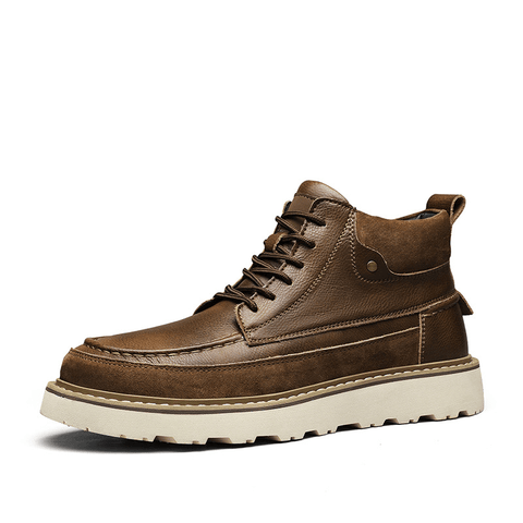 Timberline brown men's casual boots with a hidden internal lift for a discreet height boost.