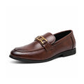 Whitmore brown leather slip-on loafer with a gold-tone metal bit and a discreet height boost